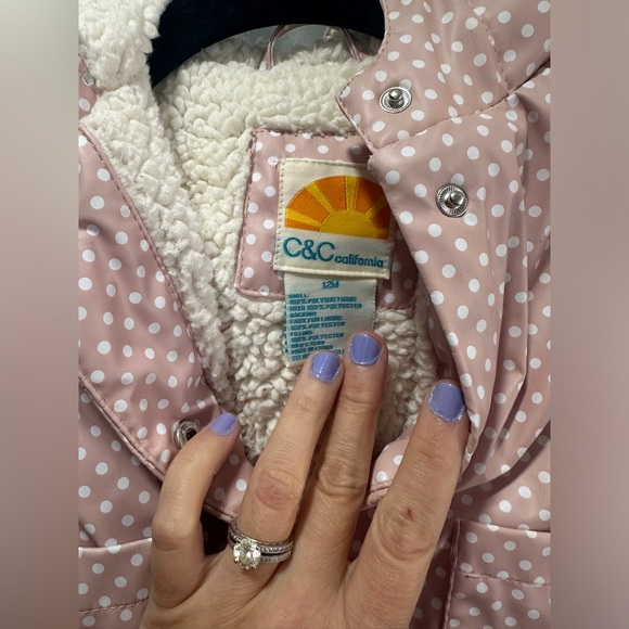 Pink C&C California Line Polka Dot Rain Jacket - Picture 6 of 9